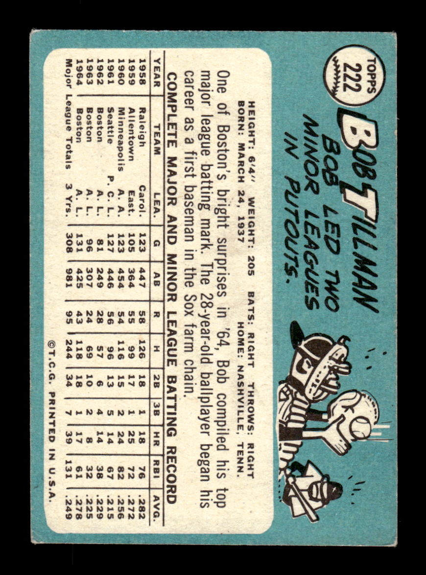1965 Topps #222 Bob Tillman Boston Red Sox EXMT CS26015486