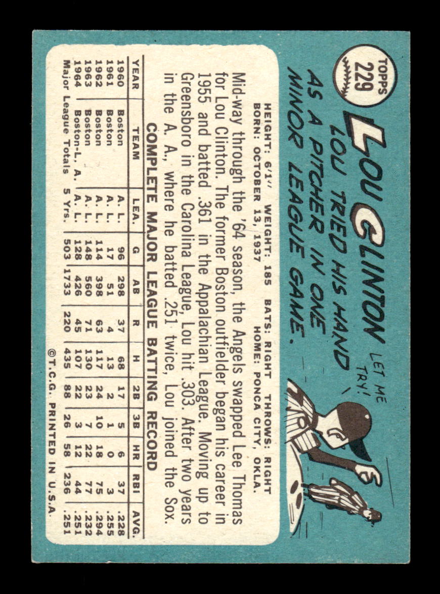 1965 Topps #229 Lou Clinton Los Angeles Angels EXMT CS26015491
