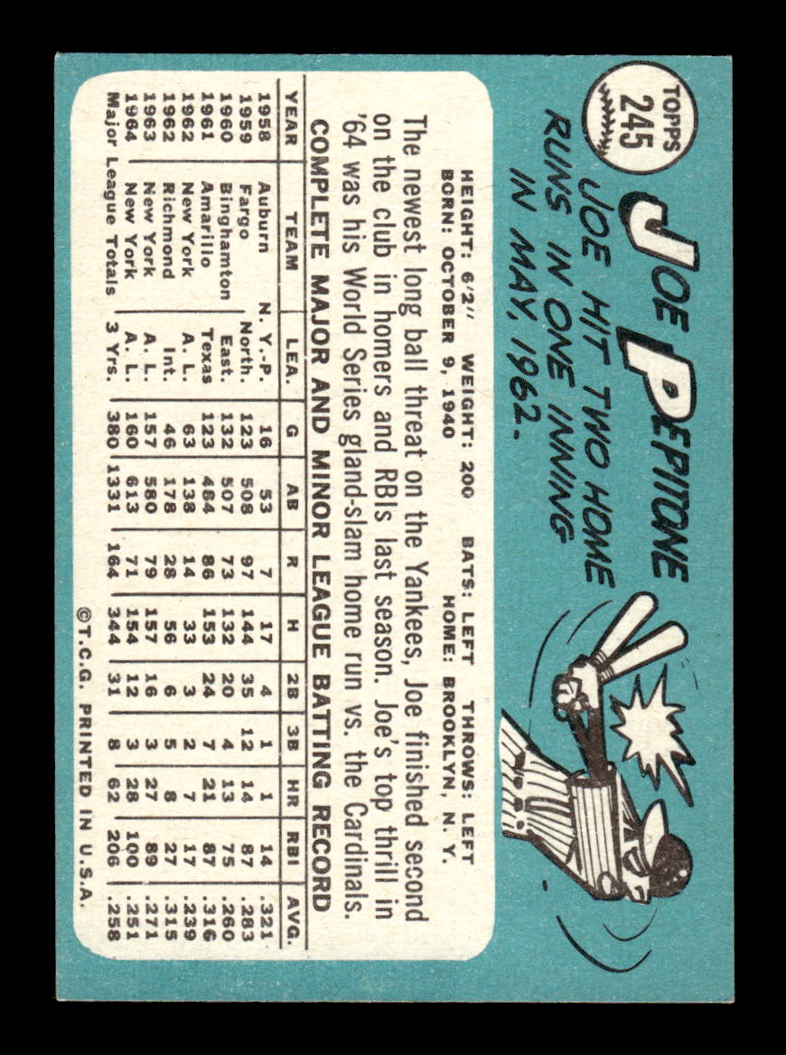 1965 Topps #245 Joe Pepitone New York Yankees EXMT CS26015505
