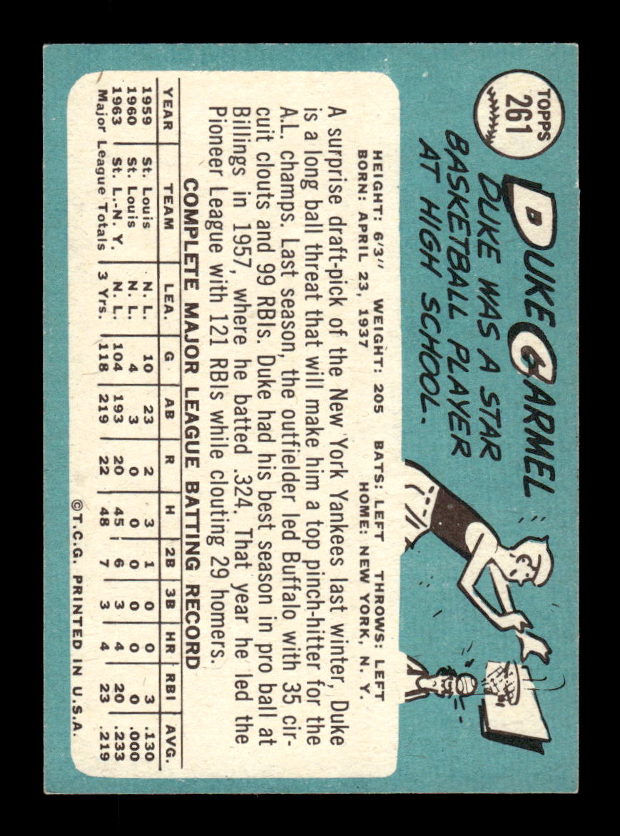 1965 Topps #261 Duke Carmel New York Yankees EXMT CS26015518