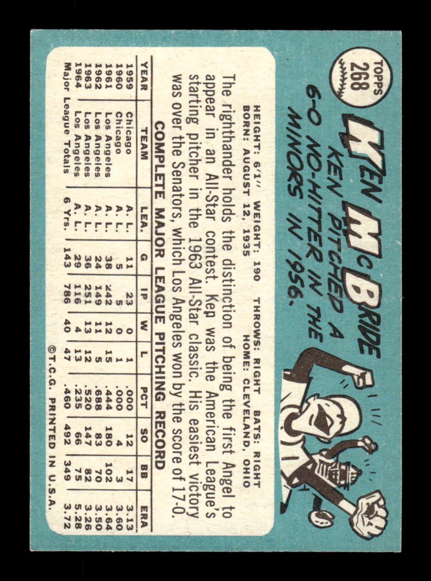 1965 Topps #268 Ken McBride Los Angeles Angels EXMT CS26015524