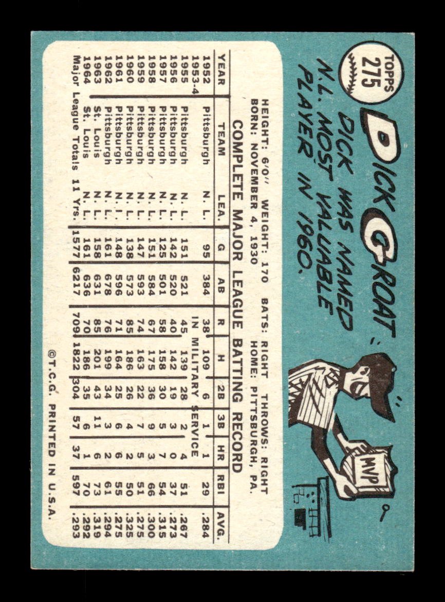 1965 Topps #275 Dick Groat St. Louis Cardinals EXMT CS26015531