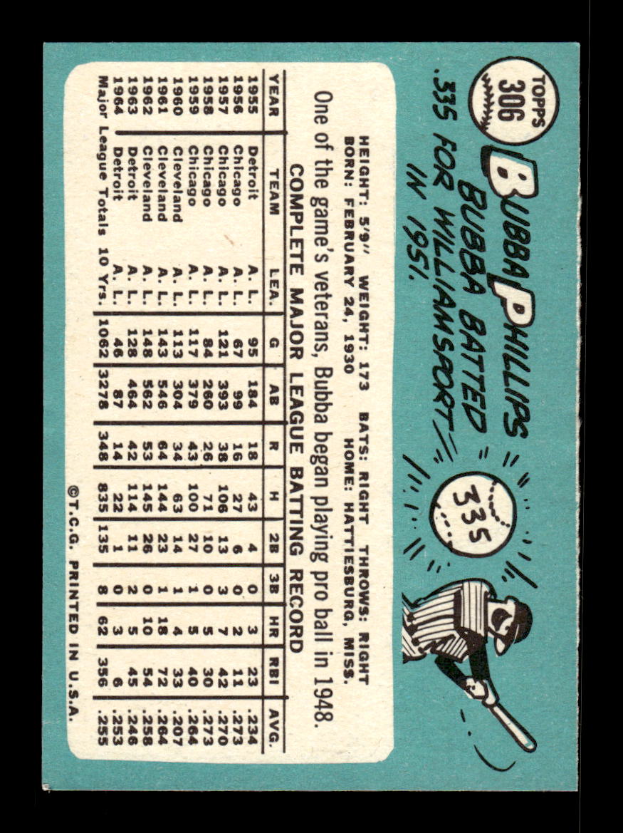 1965 Topps #306 Bubba Phillips Detroit Tigers EXMT CS26015561