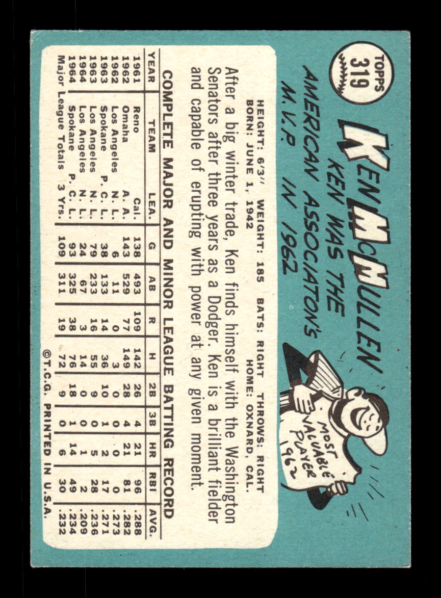 1965 Topps #319 Ken McMullen Washington Senators EXMT CS26015574
