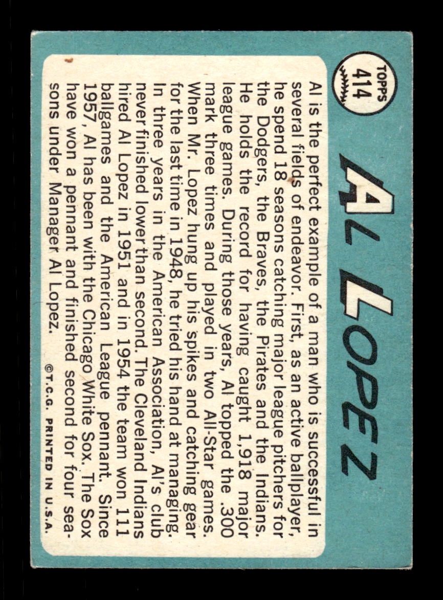 1965 Topps #414 Al Lopez Chicago White Sox VGEX CS26015654