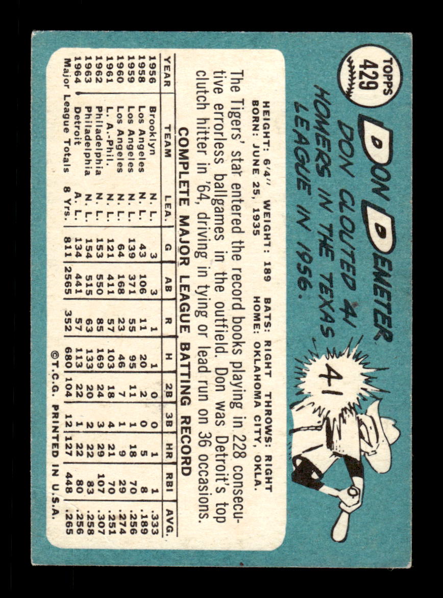 1965 Topps #429 Don Demeter Detroit Tigers EXMT CS26015667