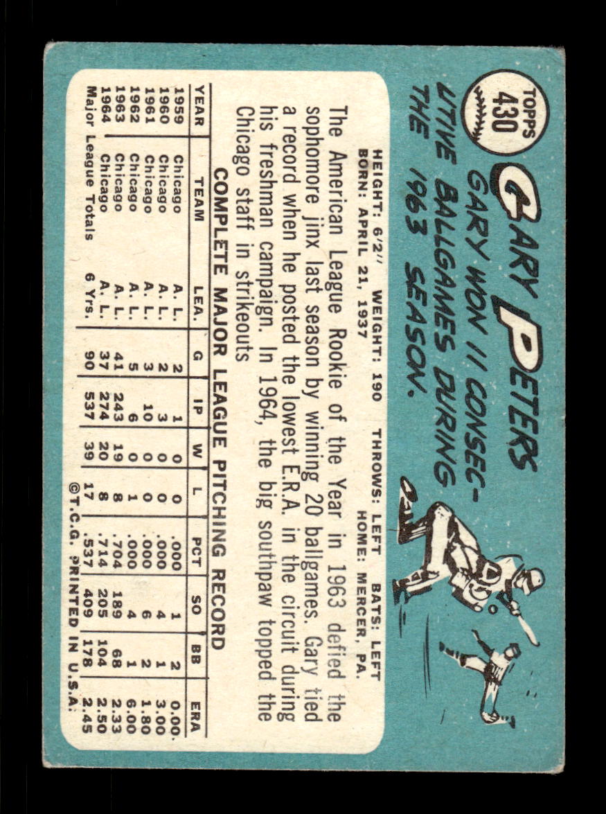 1965 Topps #430 Gary Peters Chicago White Sox EXMT CS26015668