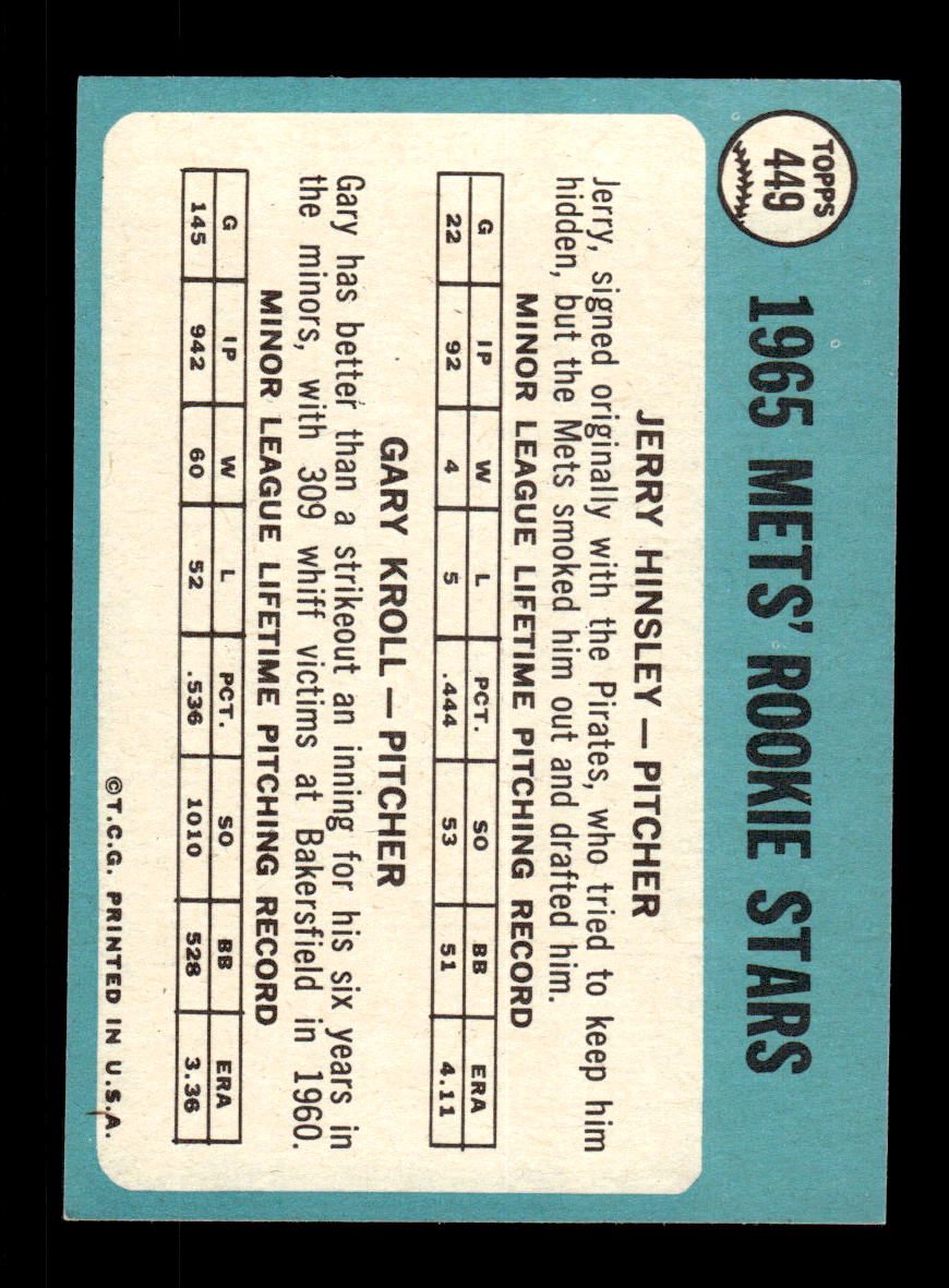 1965 Topps #449 Mets 1965 Rookie Stars New York Mets EXMT CS26015687