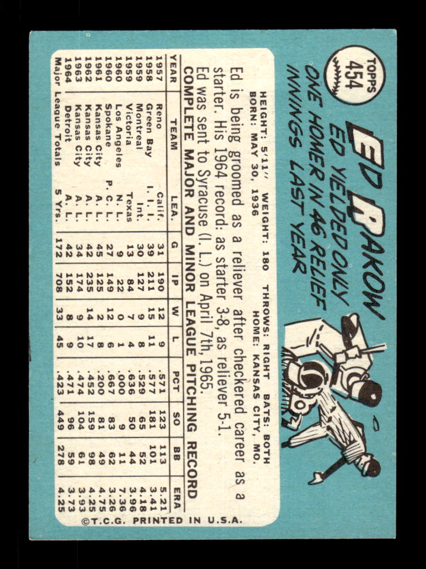 1965 Topps #454 Ed Rakow Detroit Tigers EXMT CS26015692