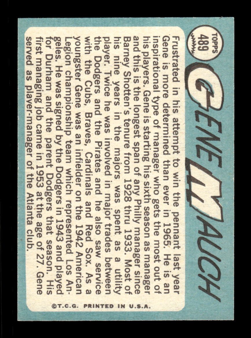1965 Topps #489 Gene Mauch Philadelphia Phillies EXMT CS26015723