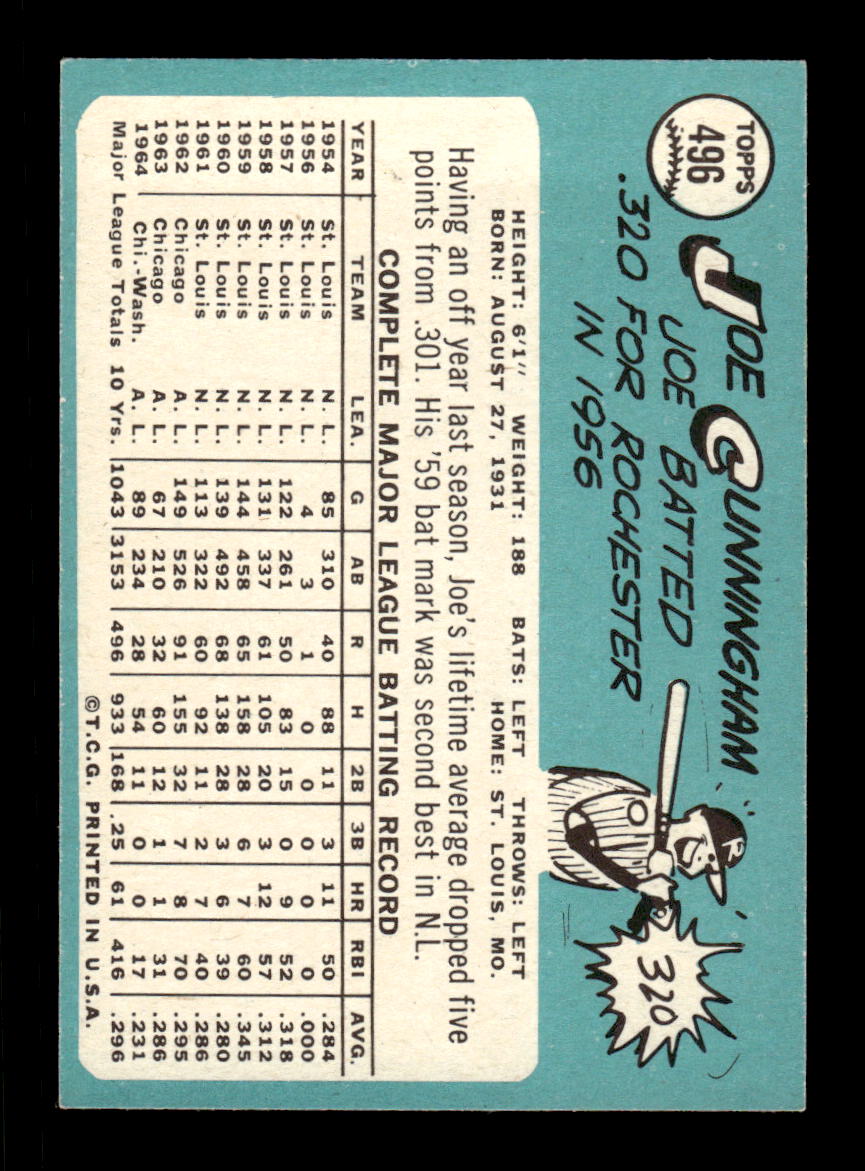 1965 Topps #496 Joe Cunningham Washington Senators EXMT CS26015730