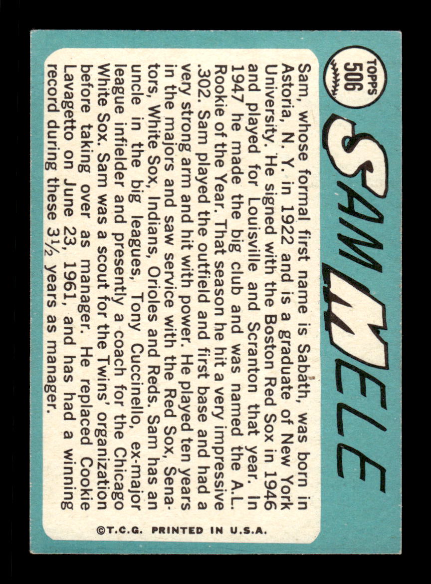 1965 Topps #506 Sam Mele Minnesota Twins EXMT CS26015740