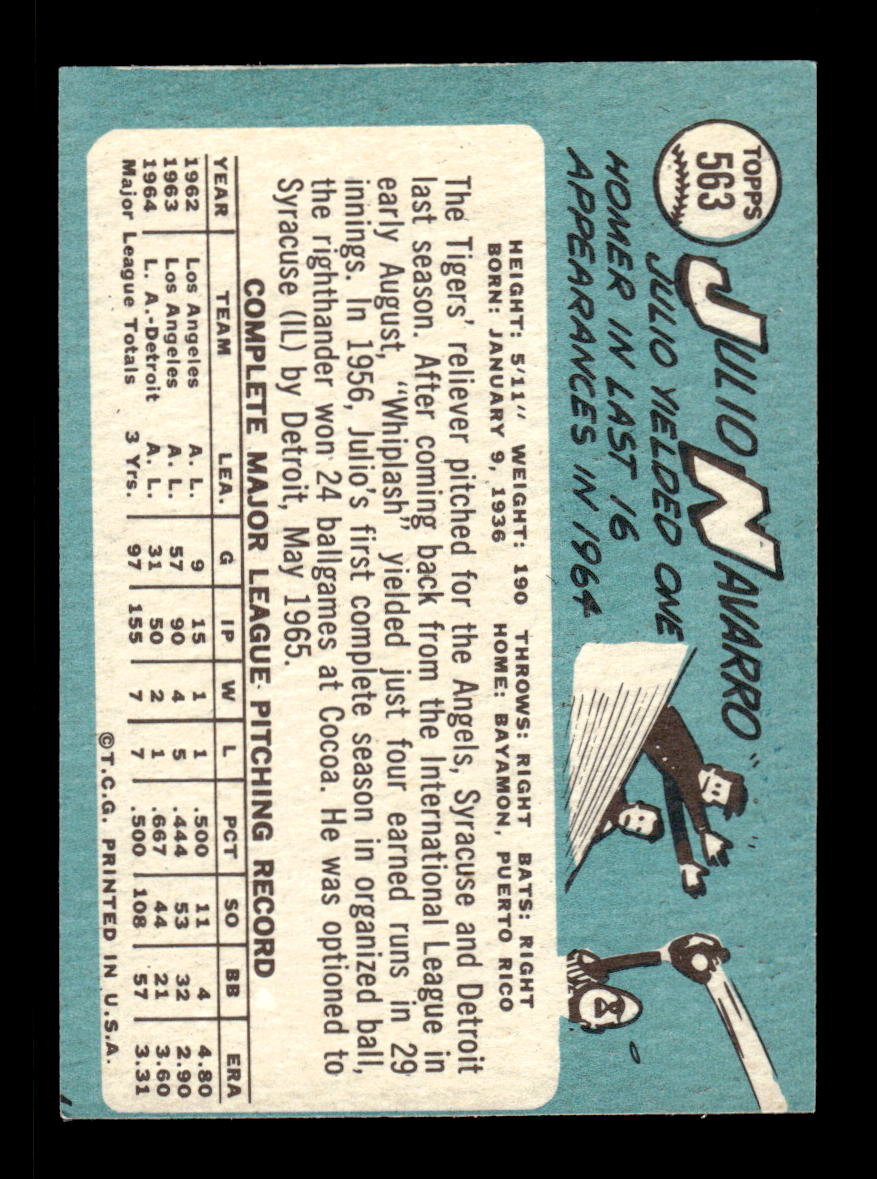 1965 Topps #563 Julio Navarro Detroit Tigers EXMT CS26015791