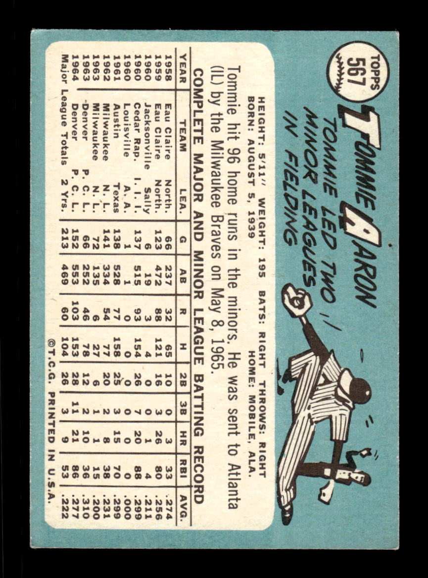 1965 Topps #567 Tommie Aaron Milwaukee Braves EXMT CS26015795