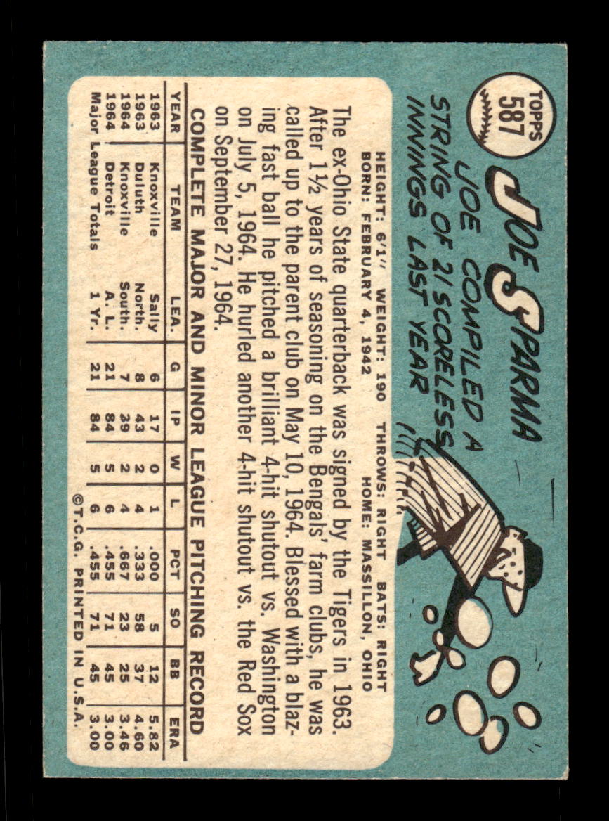 1965 Topps #587 Joe Sparma Detroit Tigers EXMT CS26015814