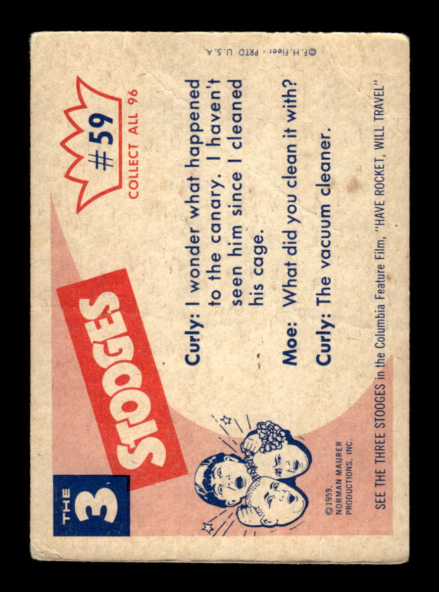 1959 Fleer The Three Stooges #59 Did you have to sneeze? VG CS26016362