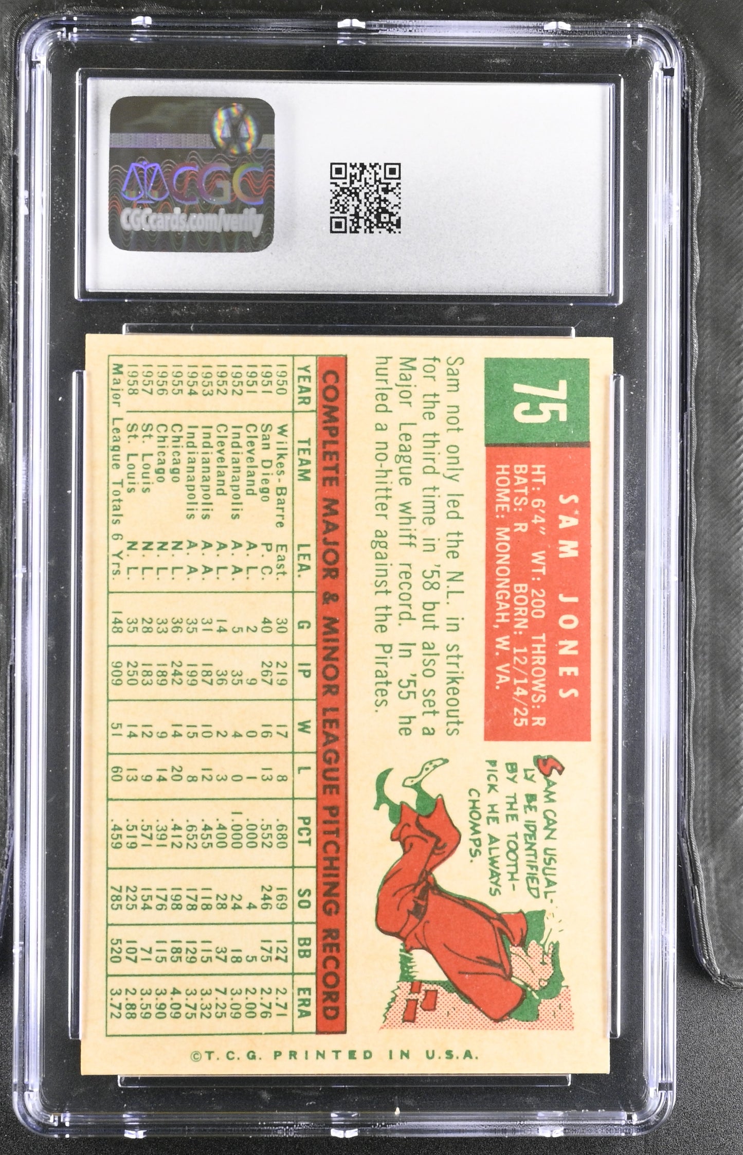1959 Topps #75 Sam Jones CGC 5.5 SN 6142657025