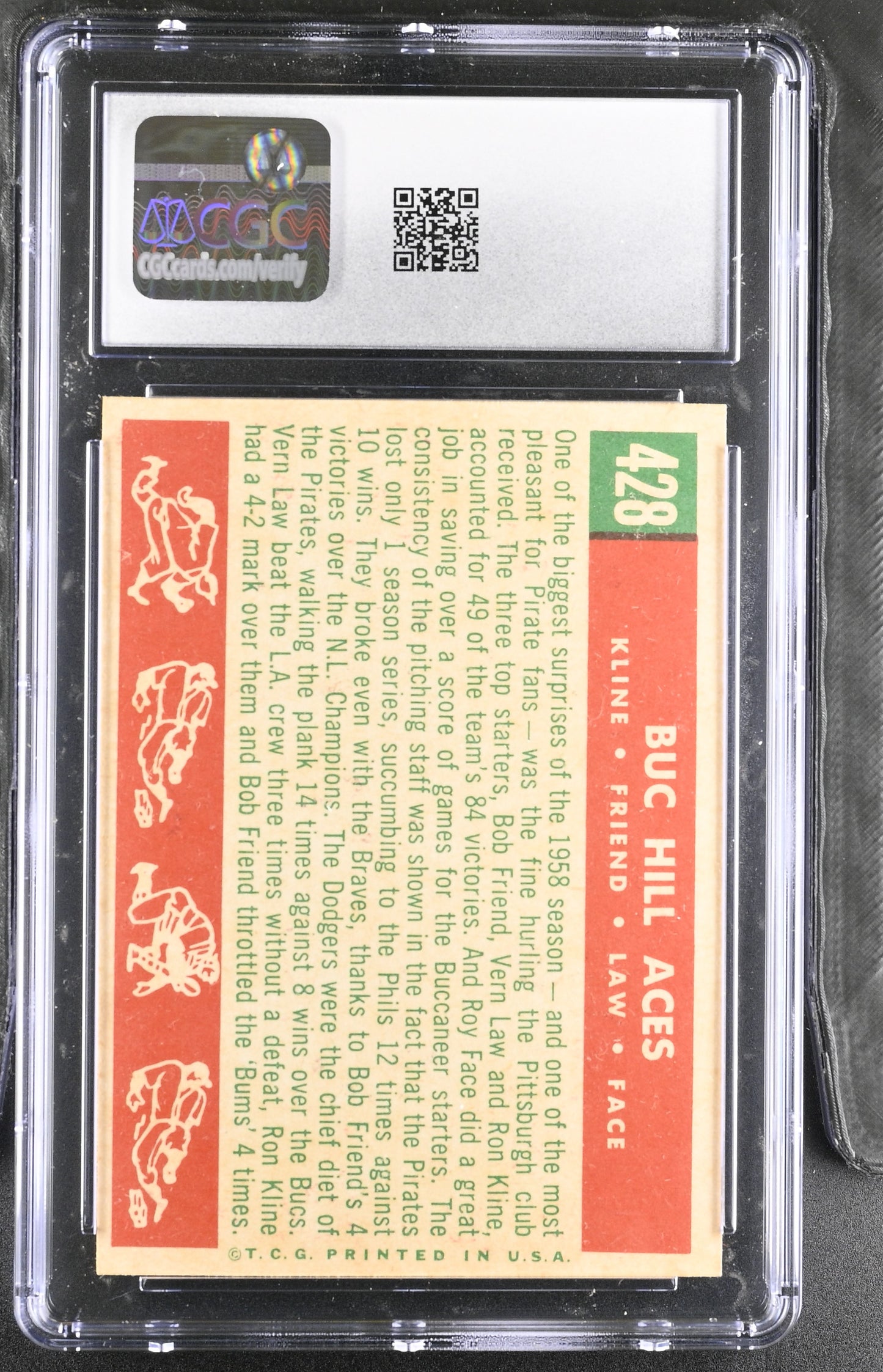 1959 Topps #428 Buc Hill Aces CGC 7 SN 6142657102