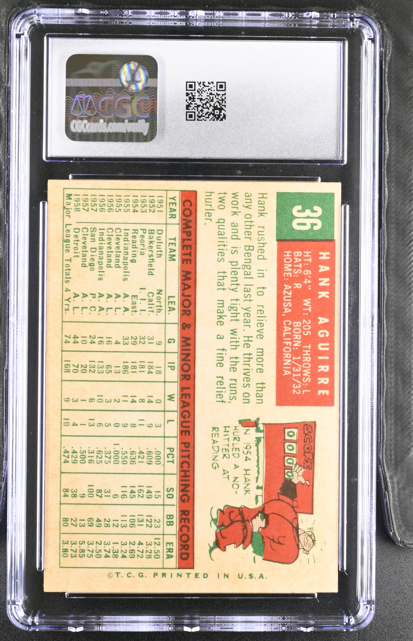 1959 Topps #36 Hank Aguirre CGC 7 SN 6142657138