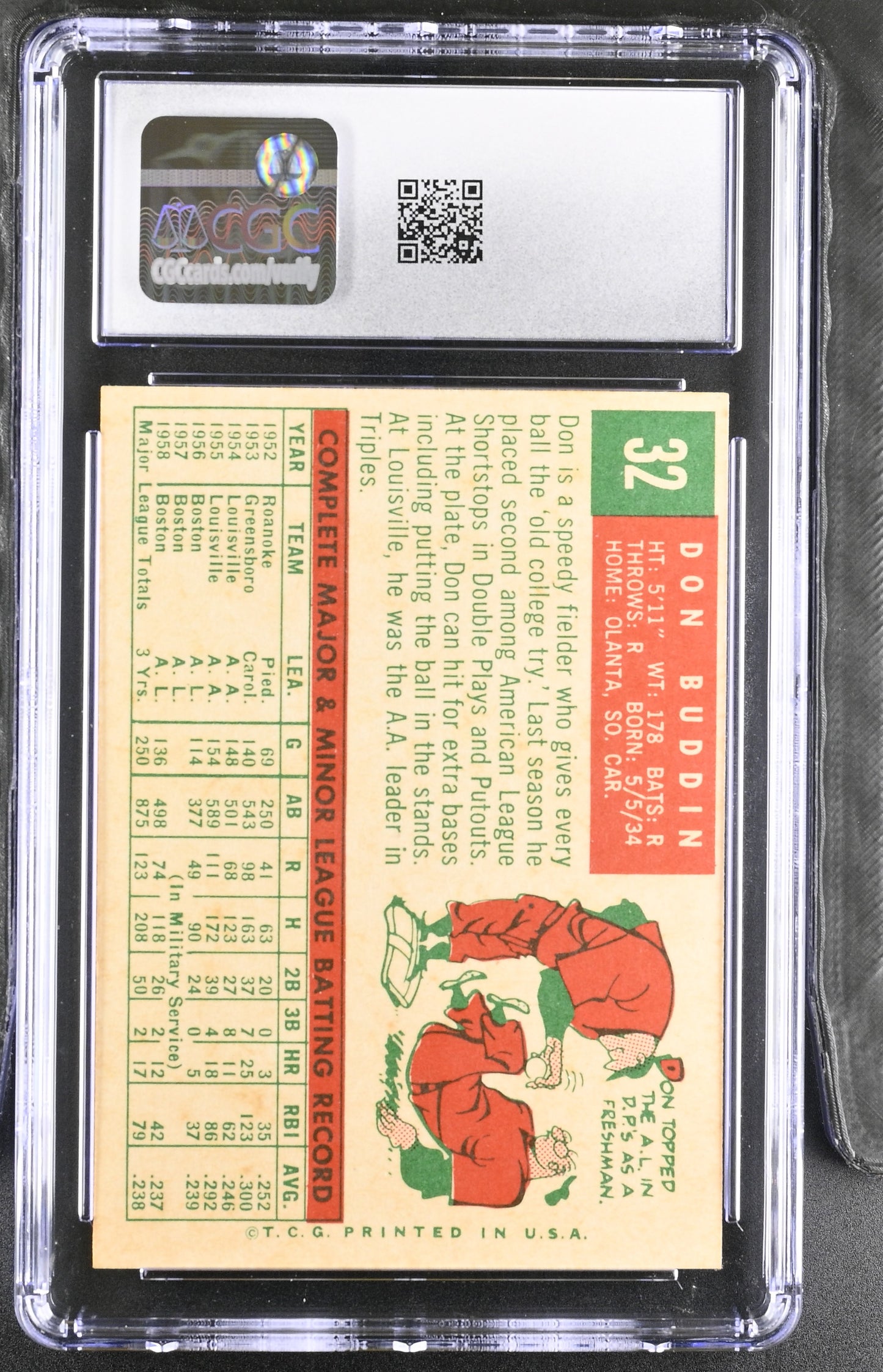 1959 Topps #32 Don Buddin CGC 8 SN 6142657139