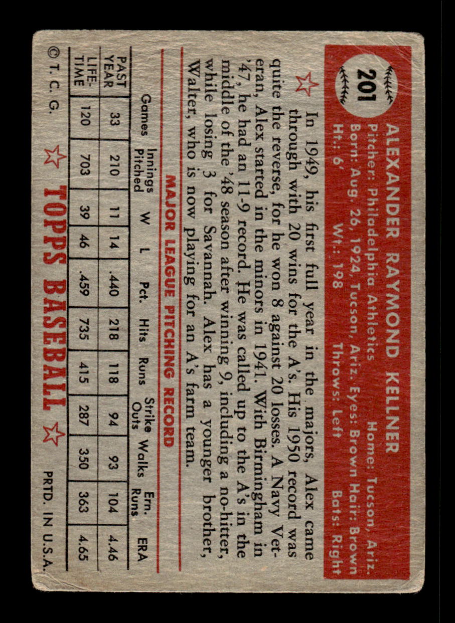 1952 Topps #201 Alex Kellner Signed on Card Poor CS26016819