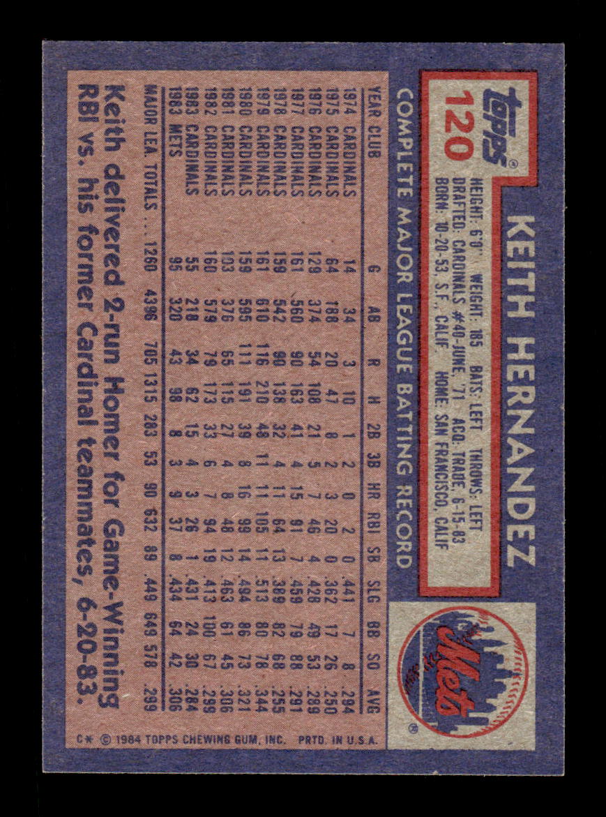 1984 Topps #120 Keith Hernandez New York Mets VG CS26016873