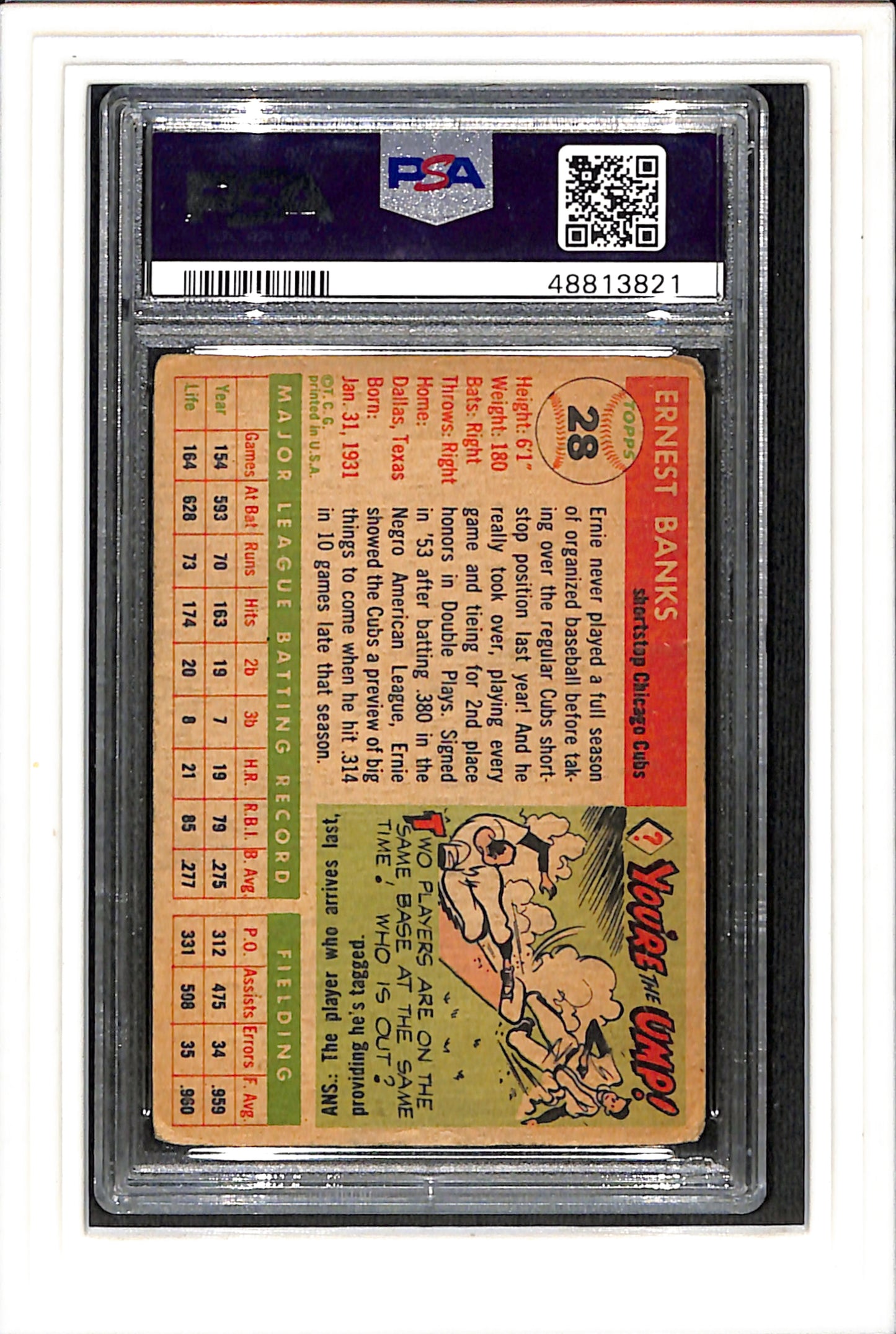1955 Topps #28 Ernie Banks PSA 2 SN 48813821