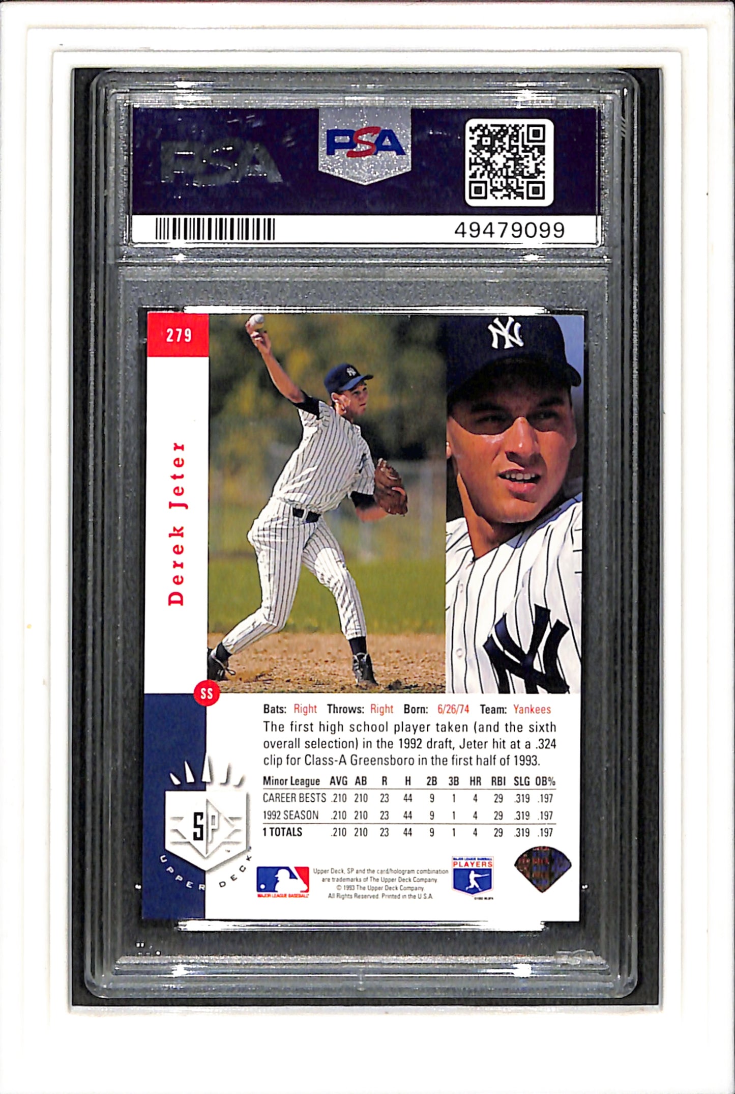1993 Sp #279 Derek Jeter Foil PSA 7 SN 49479099