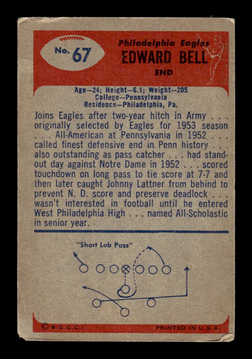 1955 Bowman #67 Eddie Bell Philadelphia Eagles F/G CS26017024