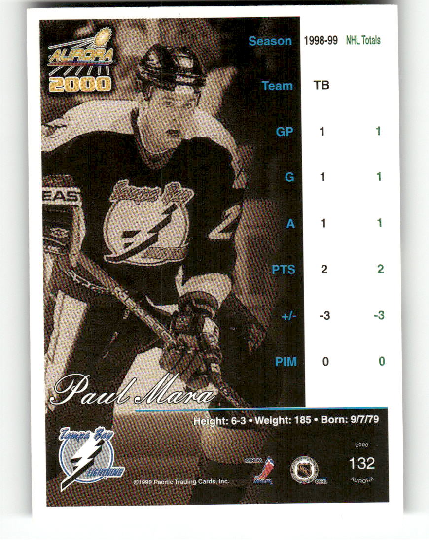 1999-00 Pacific Aurora #132 Paul Mara Tampa Bay Lightning EX CS26017132
