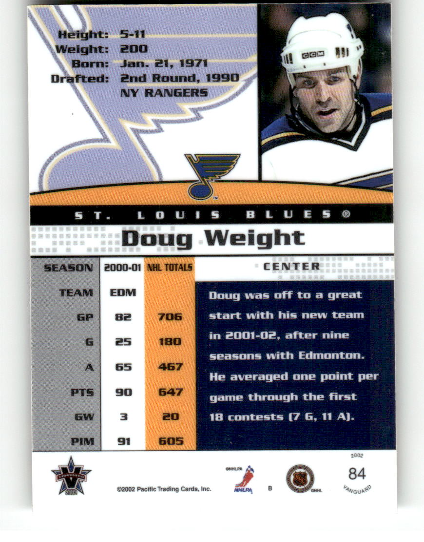 2001-02 Pacific Vanguard #84 Doug Weight St. Louis Blues EX CS26017137