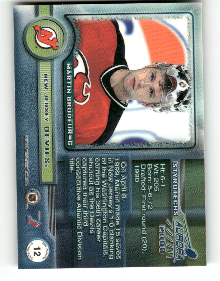 1999-00 Pacific Aurora #12 Martin Brodeur New Jersey Devils EX CS26017141