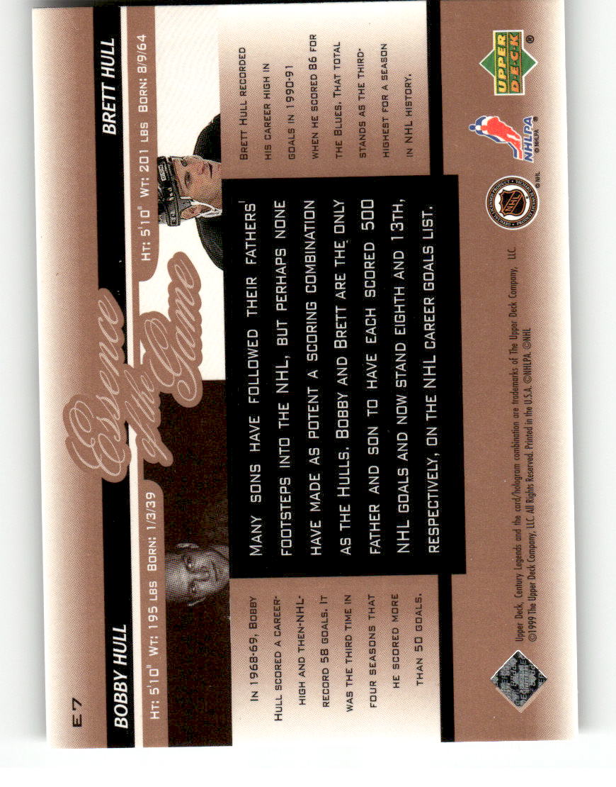 1999-00 Upper Deck Century Legends #E7 Bobby Hull / Brett Hull EX CS26017154