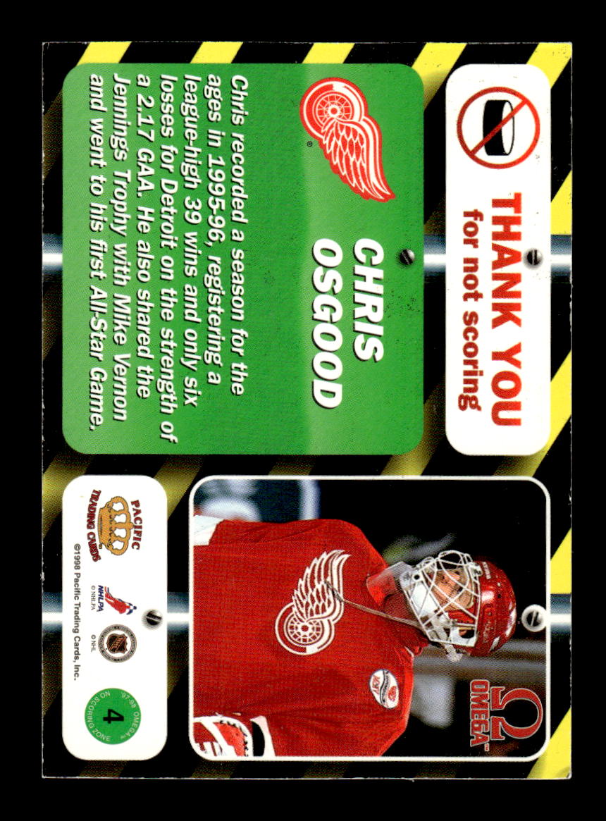 1997-98 Pacific Omega #4 Chris Osgood Detroit Red Wings EX CS26017179