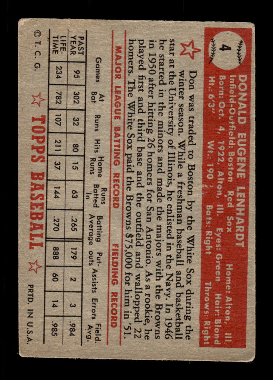 1952 Topps #4 Don Lenhardt Boston Red Sox LOW GRADE CS26017295
