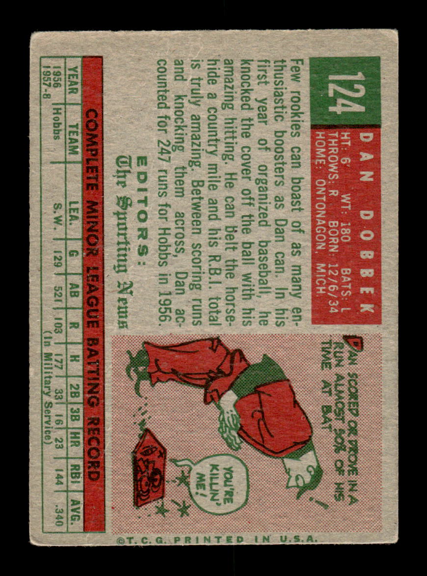 1959 Topps #124 Dan Dobbek Washington Senators SIGNED ON CARD CS26017632