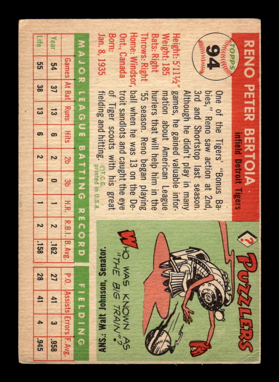1955 Topps #94 Reno Bertoia Detroit Tigers VG CS26017825