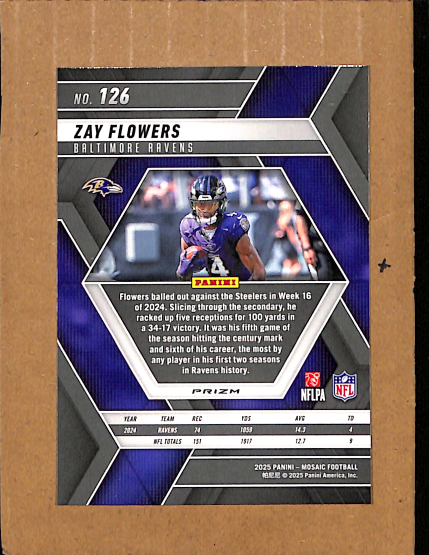 2025 Panini Mosaic #126 Zay Flowers Baltimore Ravens NMT CS26017902