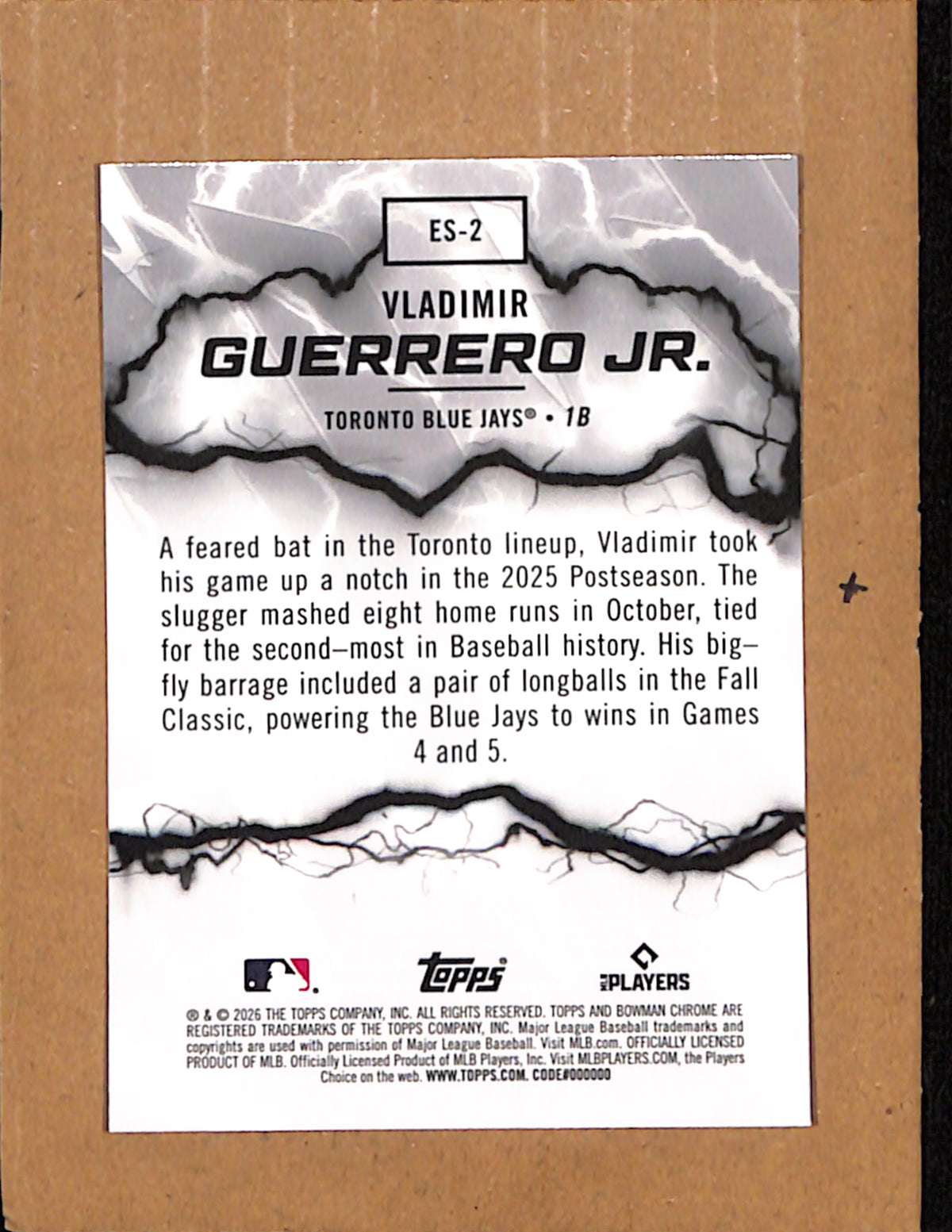 2026 Bowman #ES-2 Vladimir Guerrero Jr. Toronto Blue Jays NMT CS26017917