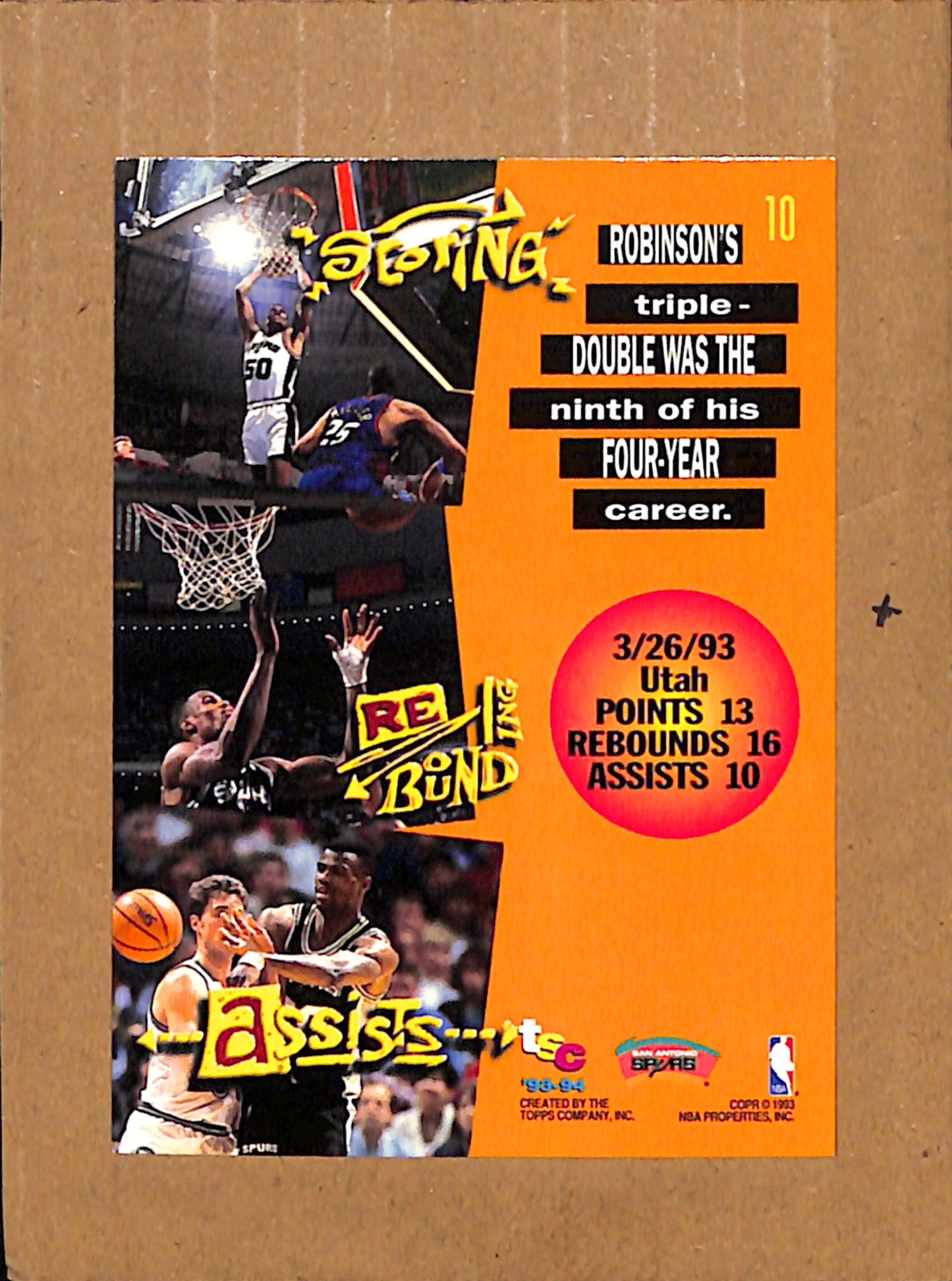1993-94 Stadium Club #10 David Robinson San Antonio Spurs NMT CS26017918