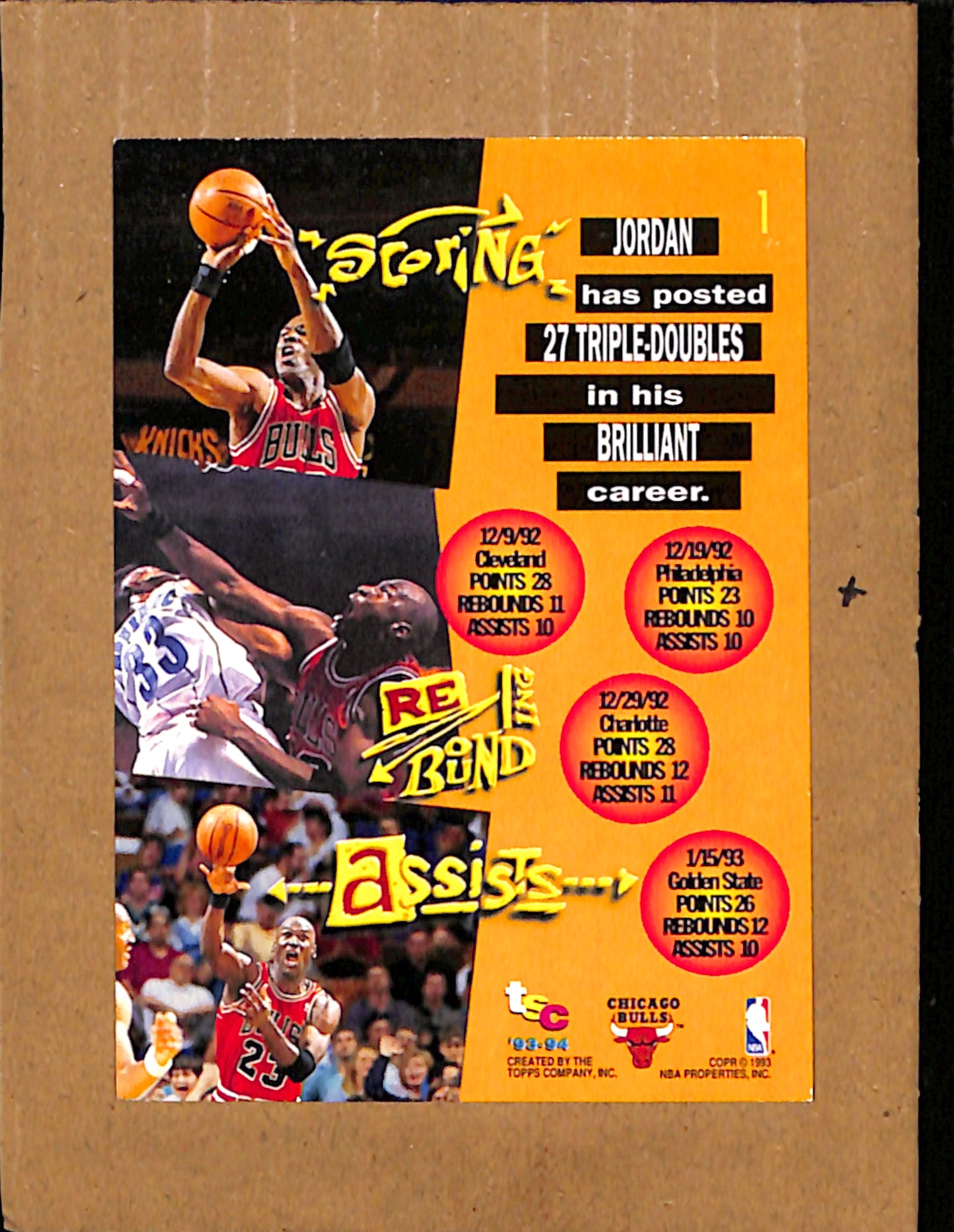 1993-94 Stadium Club #1 Michael Jordan Chicago Bulls EX CS26017934