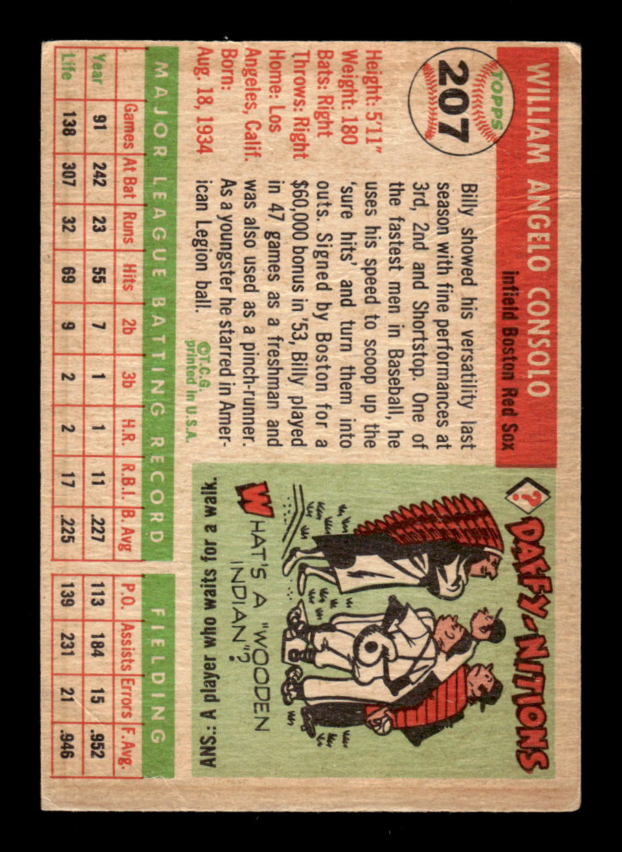 1955 Topps #207 Bill Consolo Boston Red Sox VG CS26017936