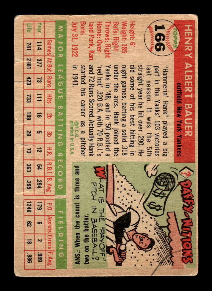 1955 Topps #166 Hank Bauer New York Yankees VG CS26017986
