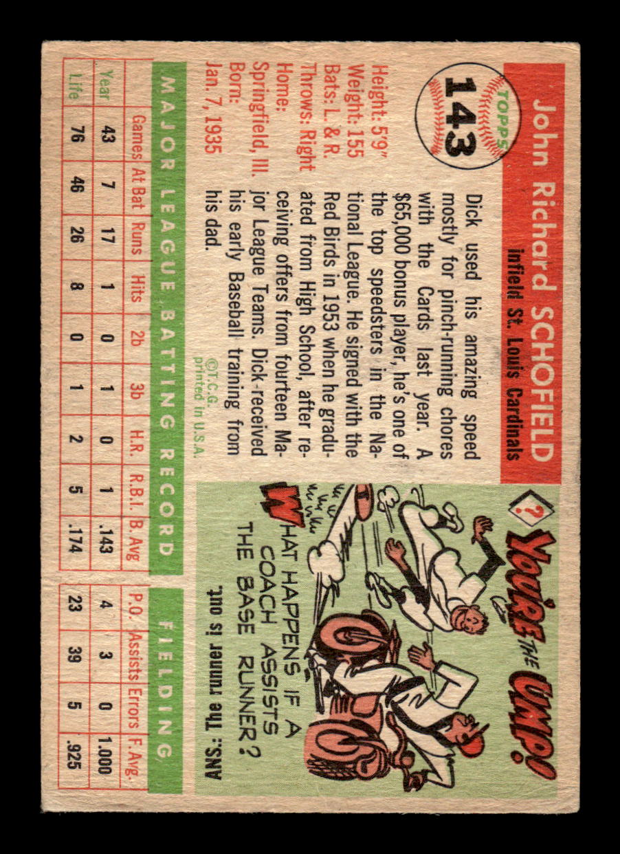 1955 Topps #143 Dick Schofield St. Louis Cardinals VG CS26018003
