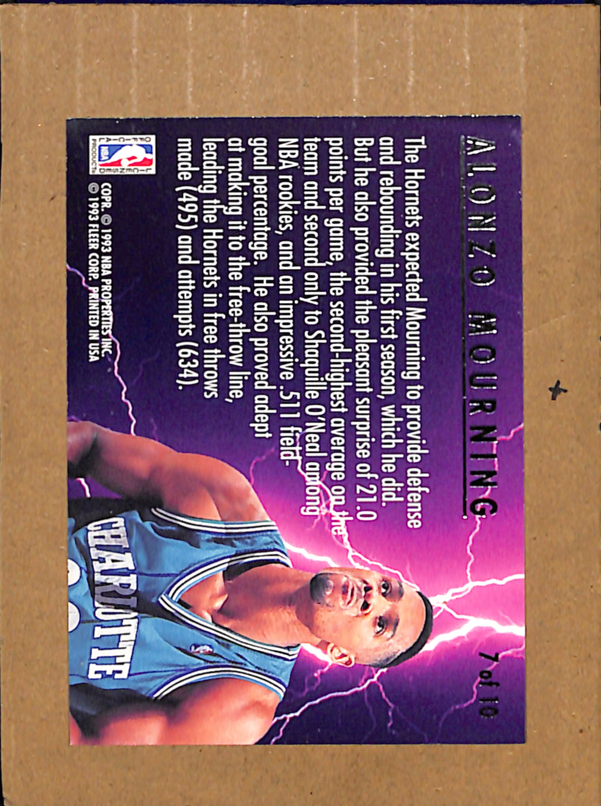 1993-94 Ultra #7 Alonzo Mourning Charlotte Hornets NMT CS26018326