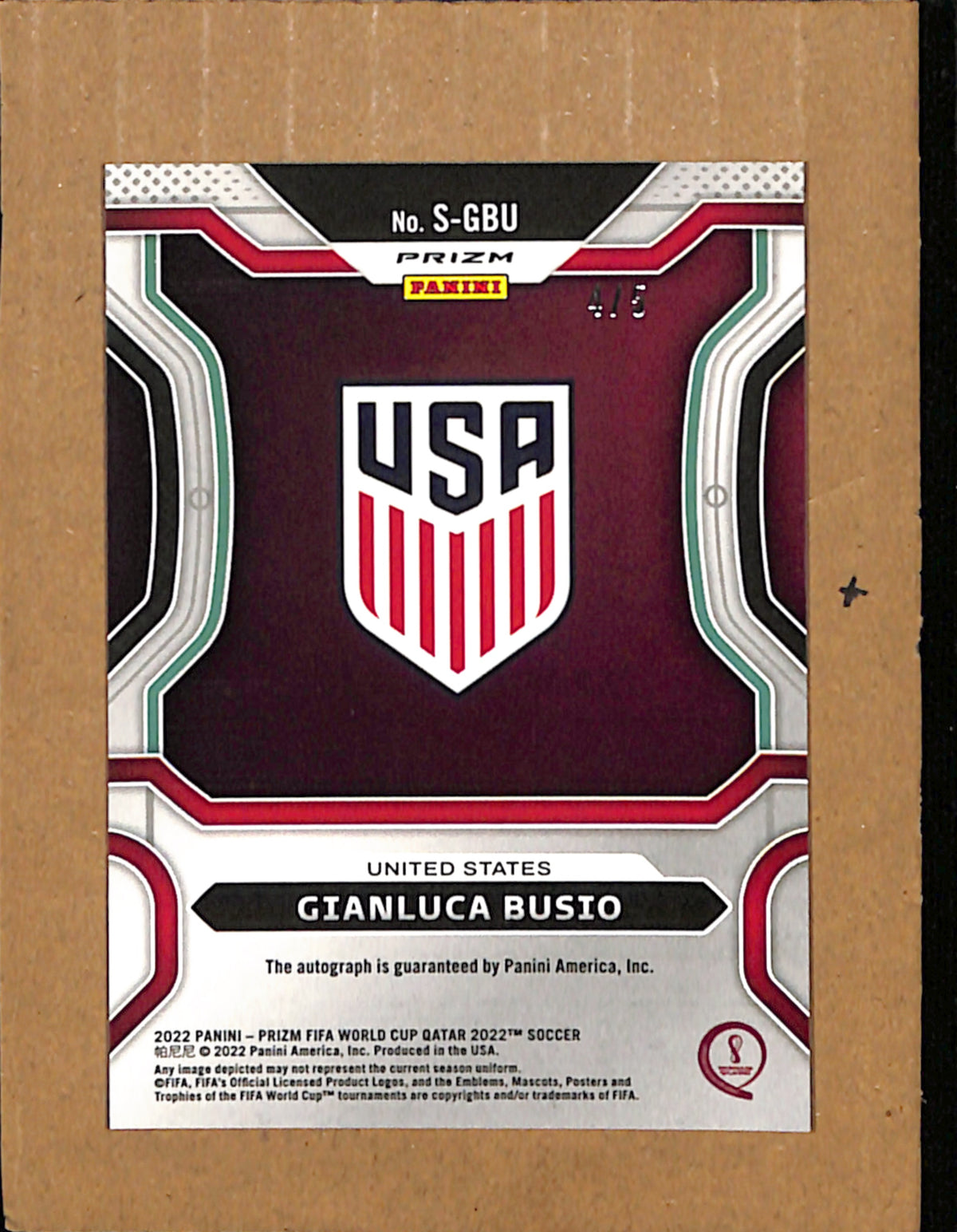 2022 Panini Prizm FIFA World Cup #S-GBU Gianluca Busio USA NMT CS26018498