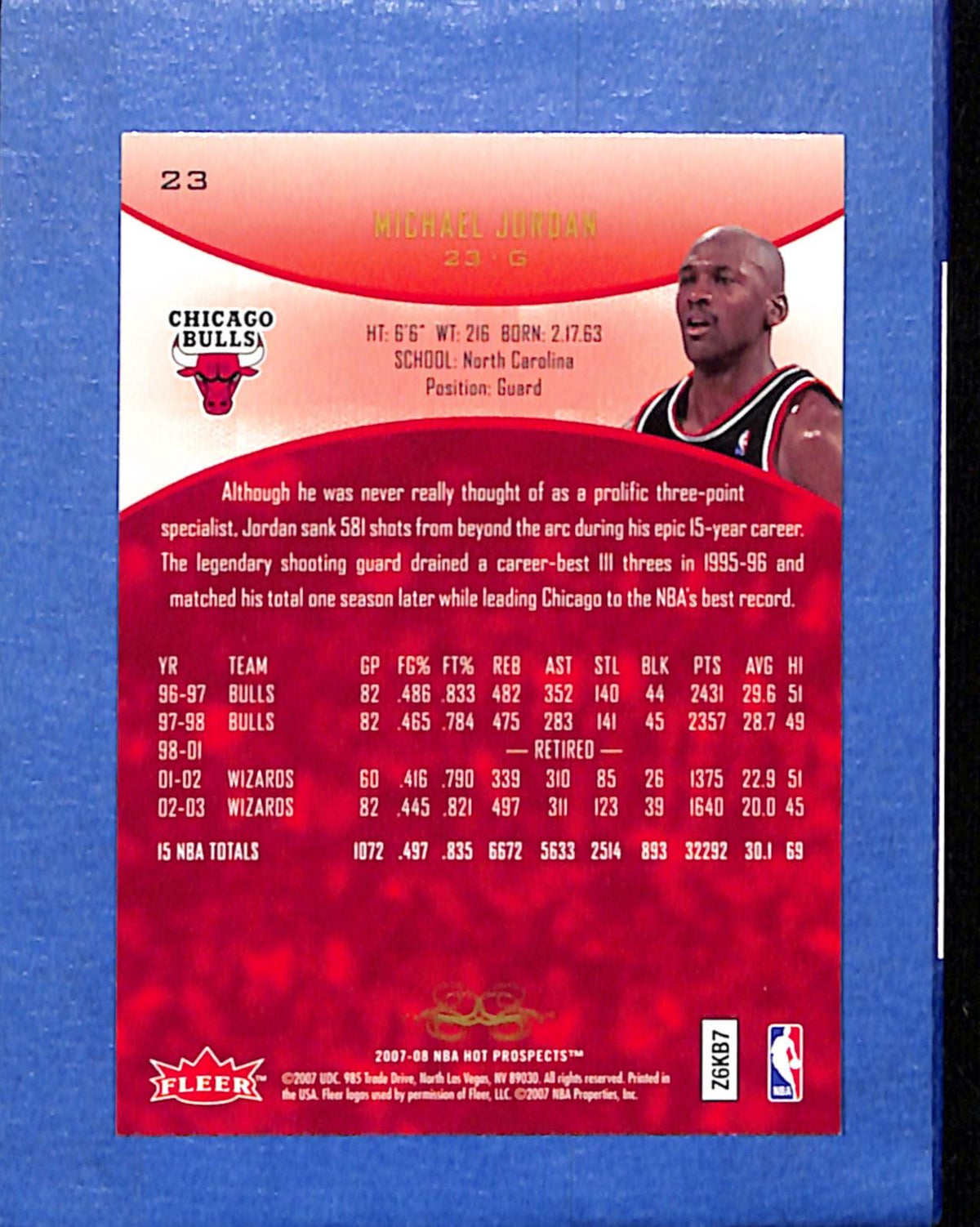 2007-08 Fleer Hot Prospects #23 Michael Jordan Bulls NMT CS26018685