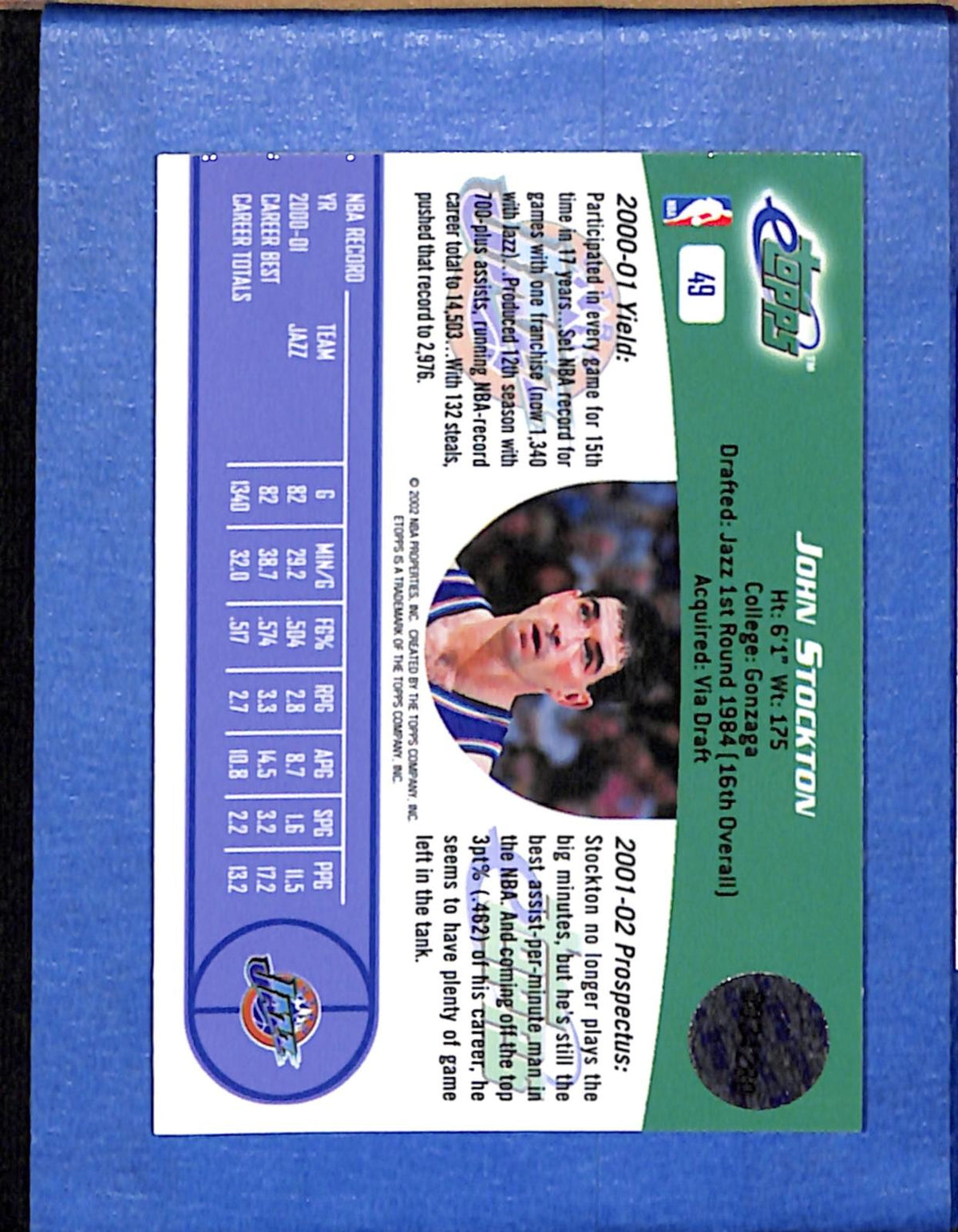 2001 eTopps #49 John Stockton Jazz NMT CS26018698