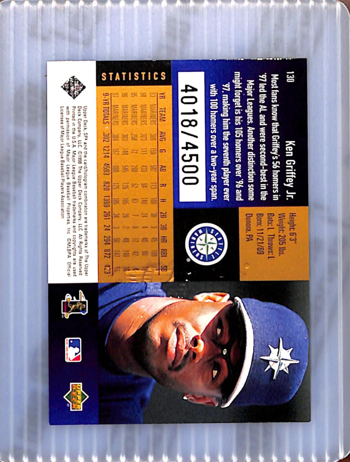 1998 SPx Finite #130 Ken Griffey Jr. RADIANCE GOLD /4500 NMT CS26018723
