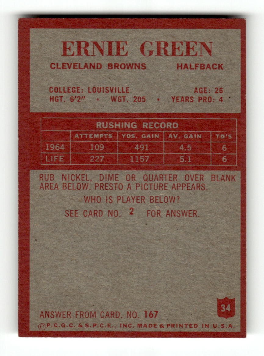1965 Philadelphia #34 Ernie Green Browns VGEX CS26018891